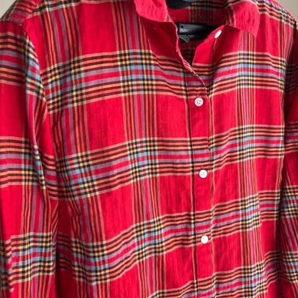 J.McLaughlin Lois Blouse Plaid Long Sleeves Light Fabric Summer Shirt, Size M - Picture 3 of 8